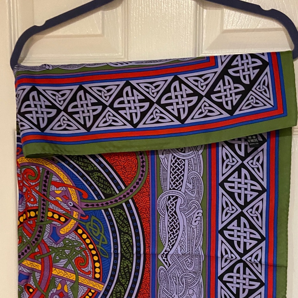 Multicolor Celtic Pattern Scarf Silk Scarf - Picture 9 of 10